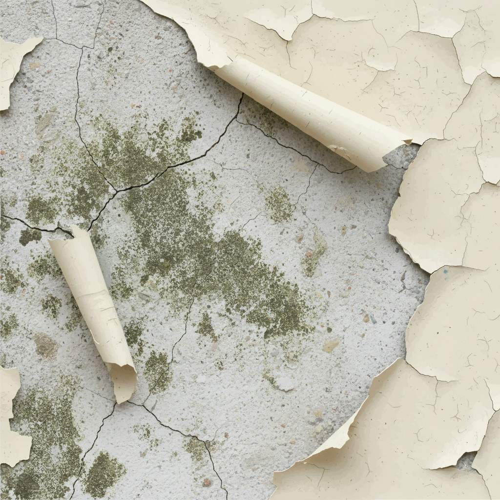 Ilustrasi dinding berjamur dan cat yang mengelupas