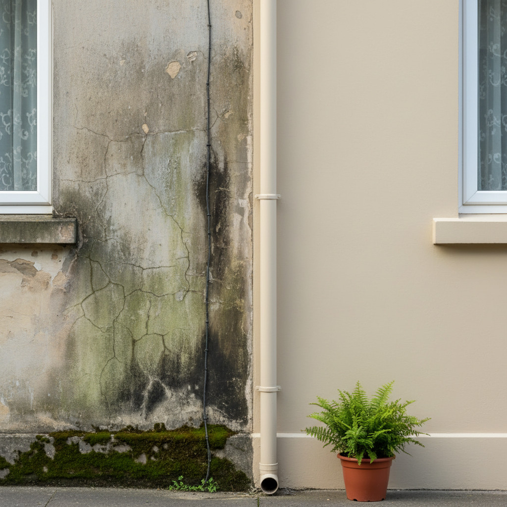 Perbandingan dinding berjamur dan dinding terlindungi